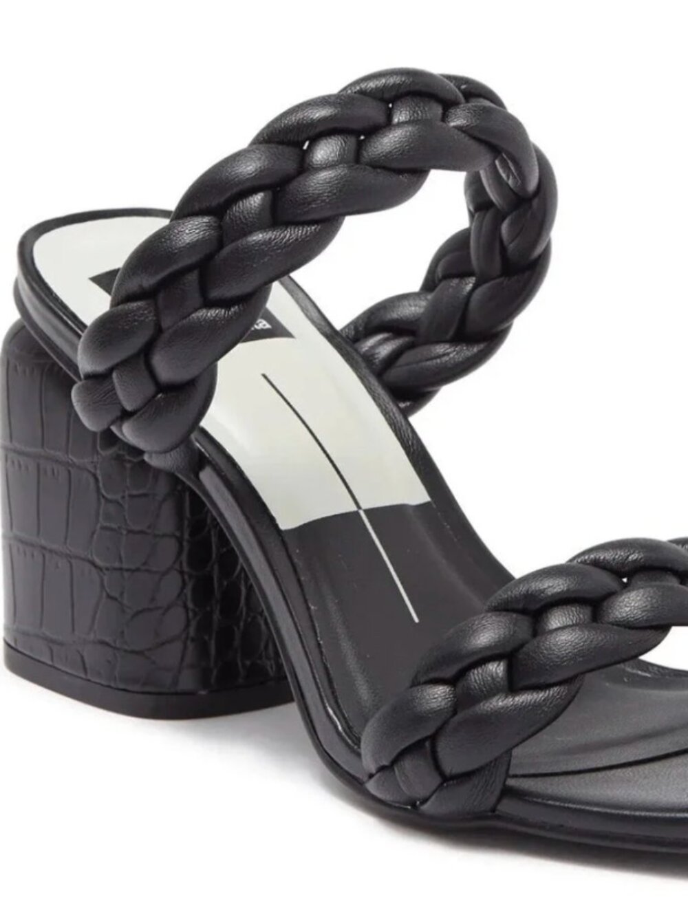Dolce Vita Black Nancie Mule Sandal Braided Strap Croc Block‎ Heel